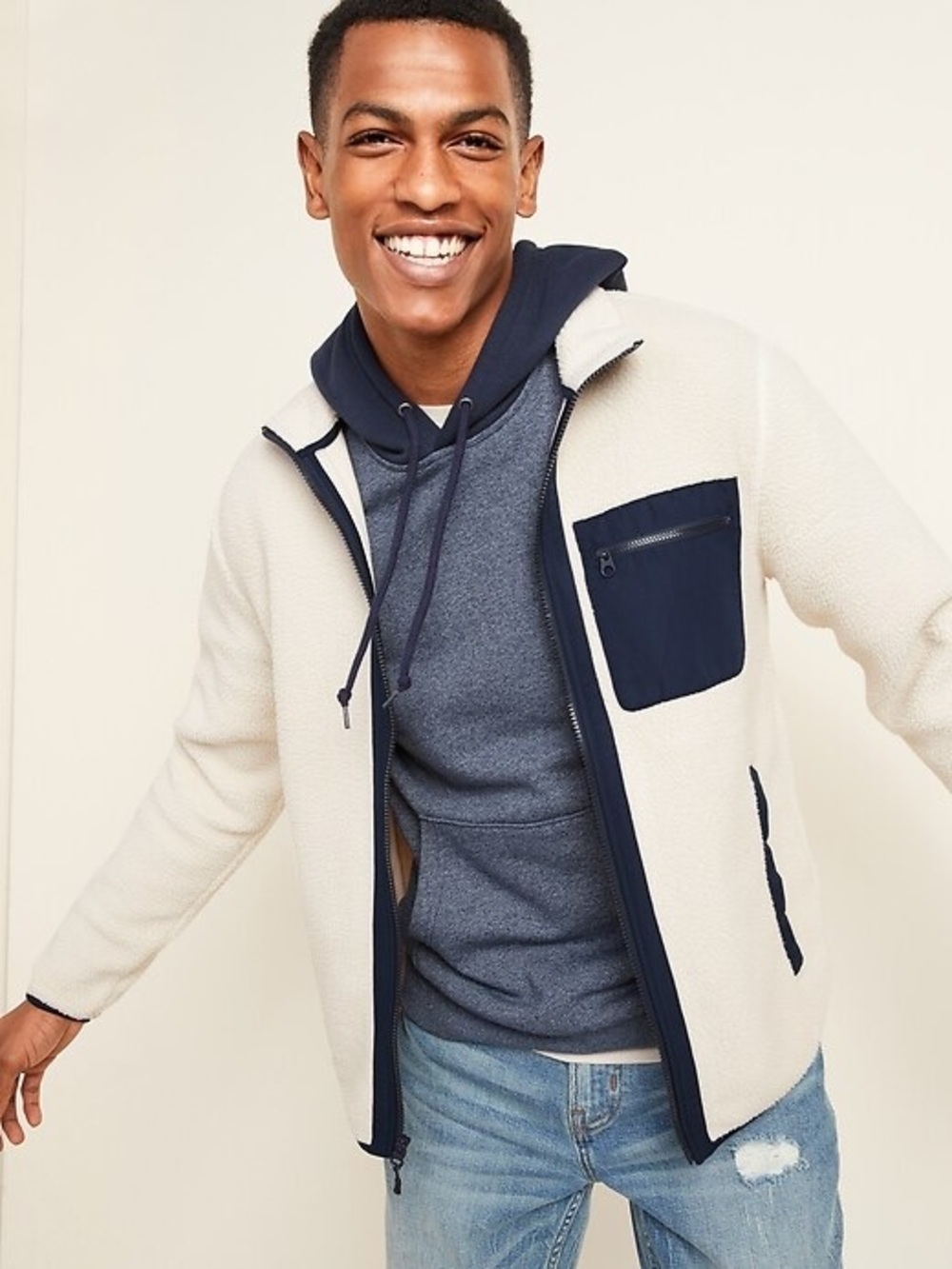 GAP Cozy Mock Neck Flurry Zip Up Mens Small